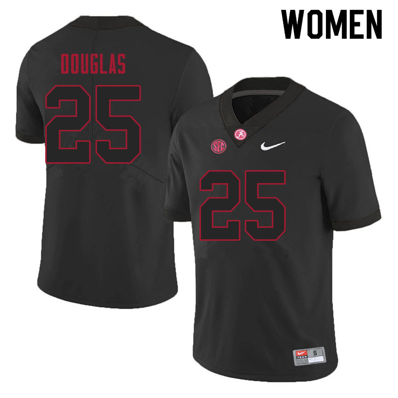 Alabama Crimson Tide Women's DJ Douglas #25 Black NCAA Nike Authentic Stitched 2021 College Football Jersey LH16J45BI